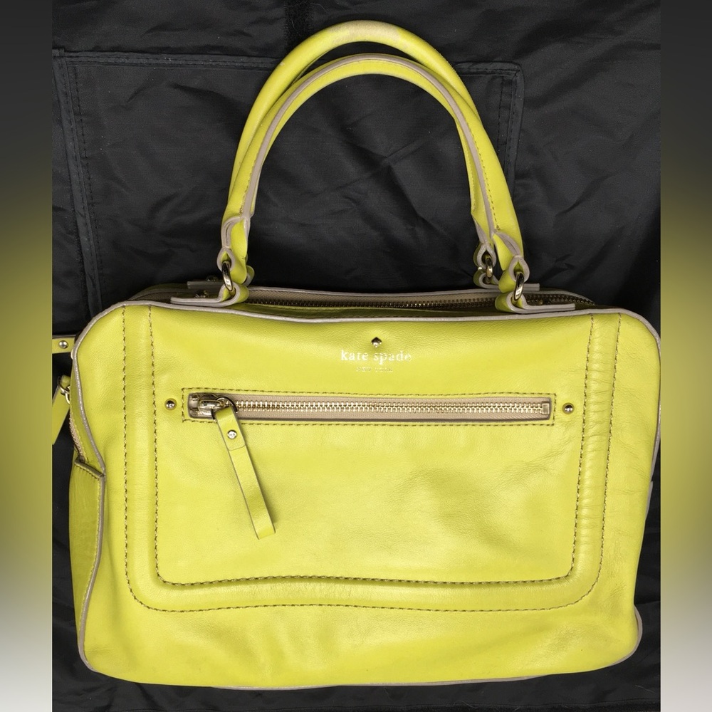 kate spade Green Mustard Duel Compartment Satchel Shoulder Handbag